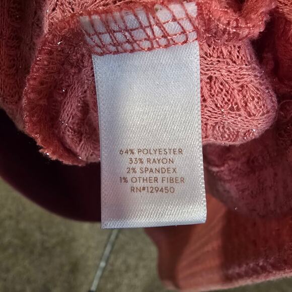 Women's LC Lauren Conrad Pink Shimmer Waffle Knit Hooded Top | Size Medium - Picture 10 of 11